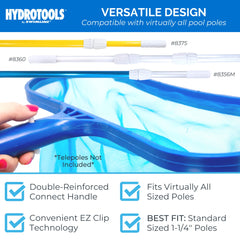 Swimline Hydrotools Leaf Net 8015 attached to pool pole