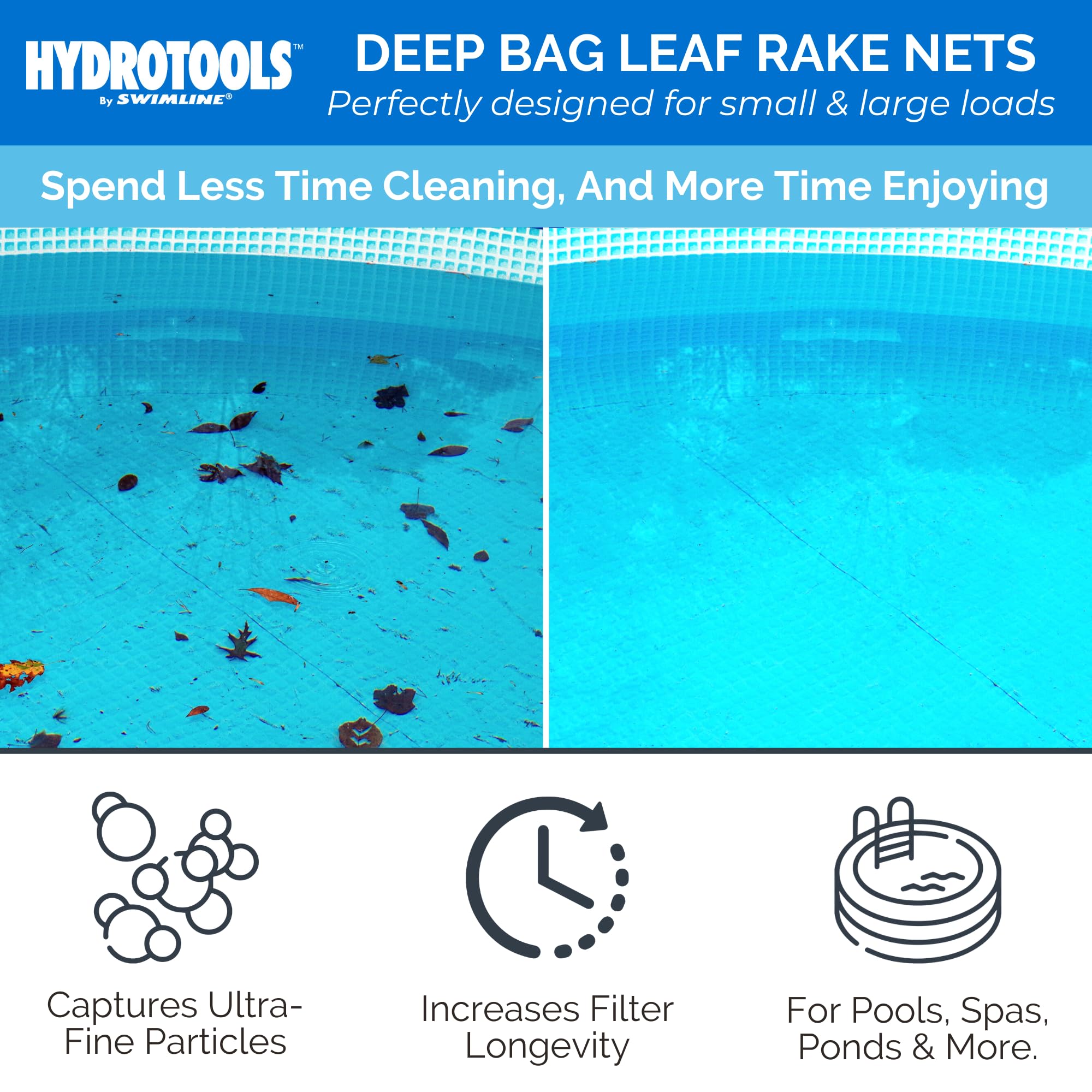 Swimline Hydrotools Leaf Net 8015 side view showing construction