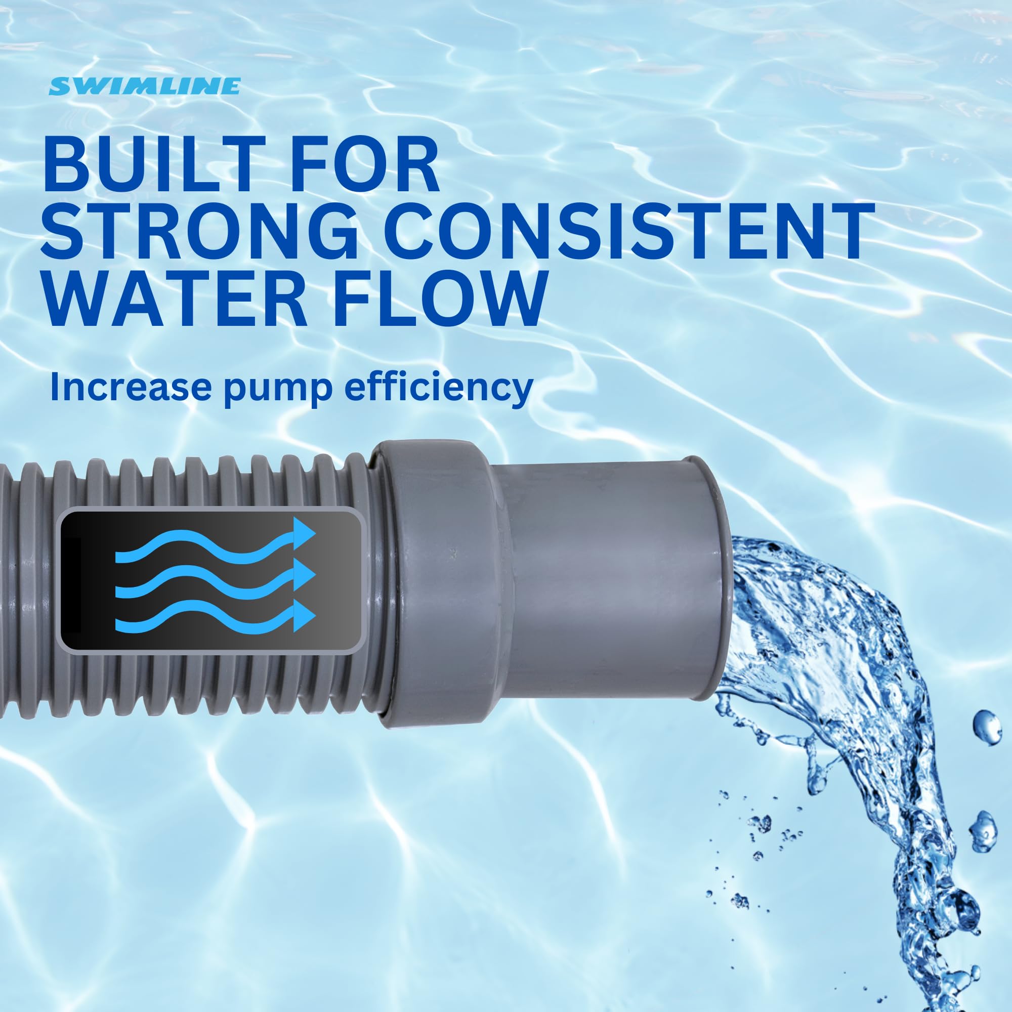 Swimline Hydrotools Pool Pump Filter Connection Hose installed on pool skimmer