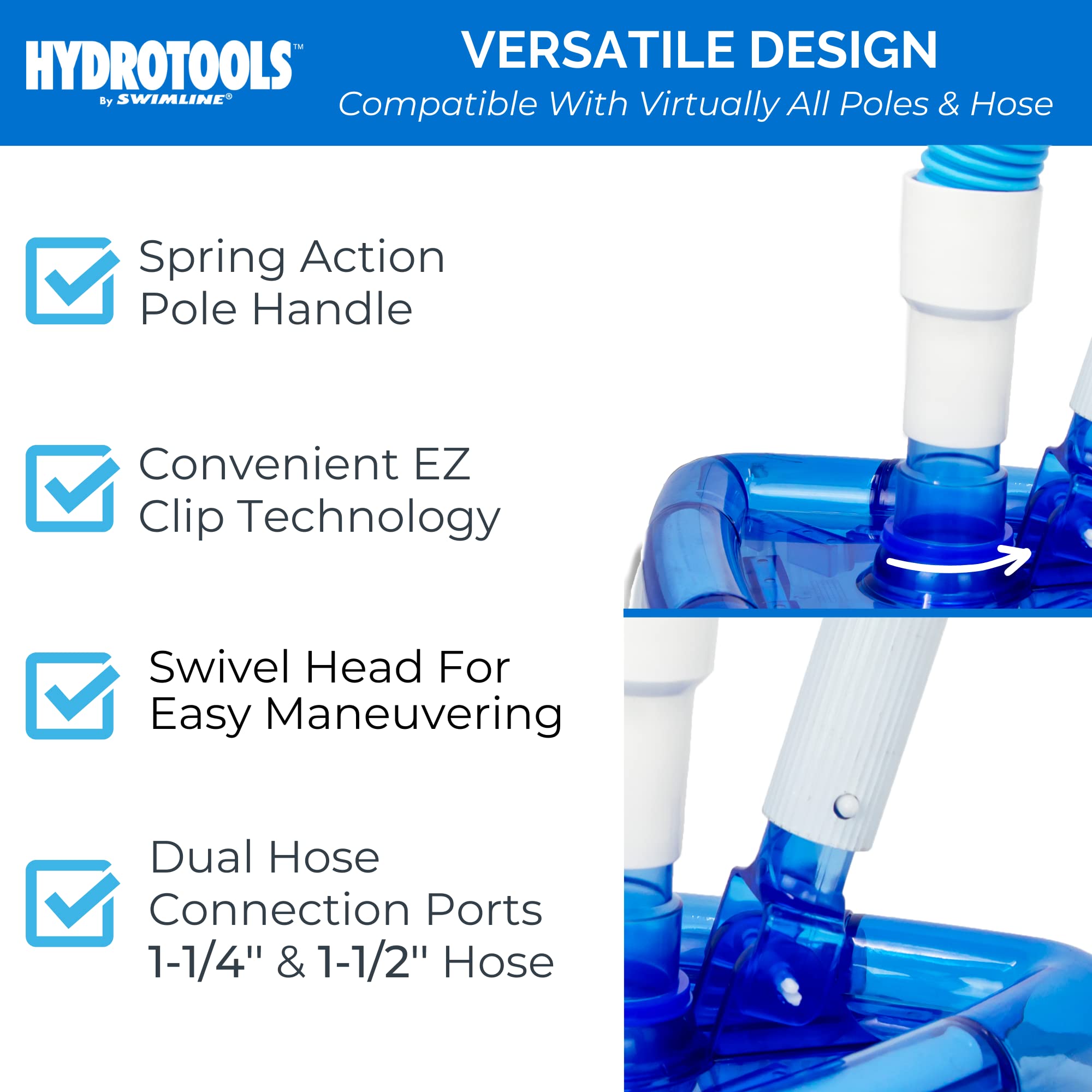 Swimline Hydrotools Vacuum Head with universal hose connector