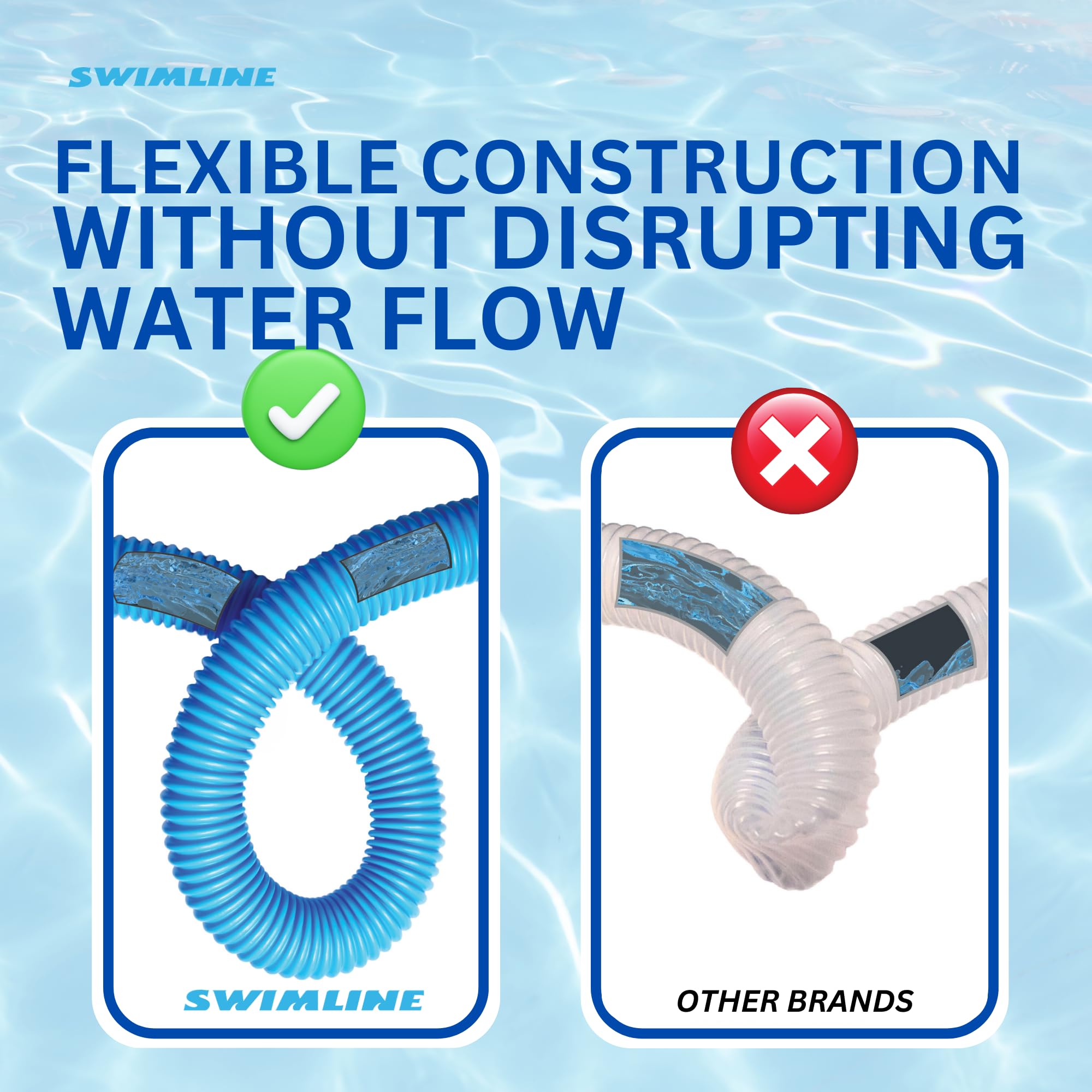 Swimline HydroTools Vacuum Hose connected to a pool skimmer