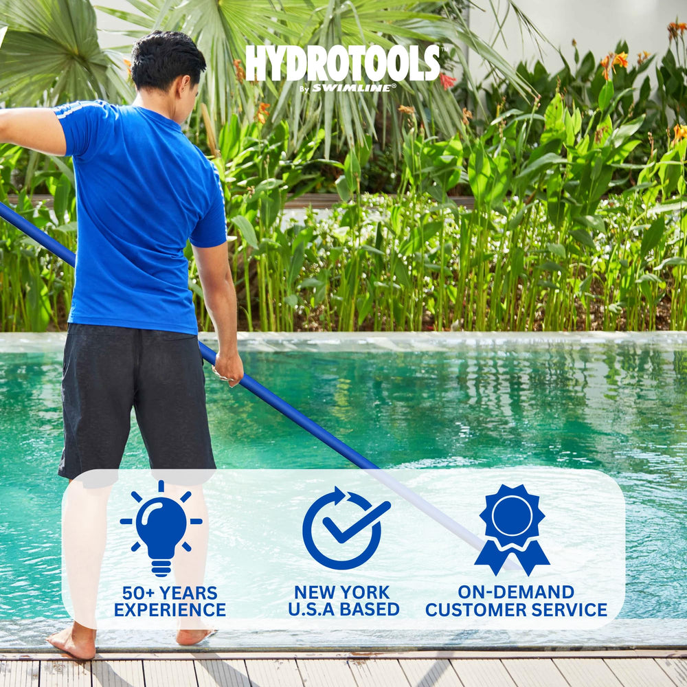 Swimline Hydrotools Vacuum Hose connected to a skimmer