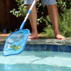 Swimline Leaf Skimmer Net shown in a pool setting