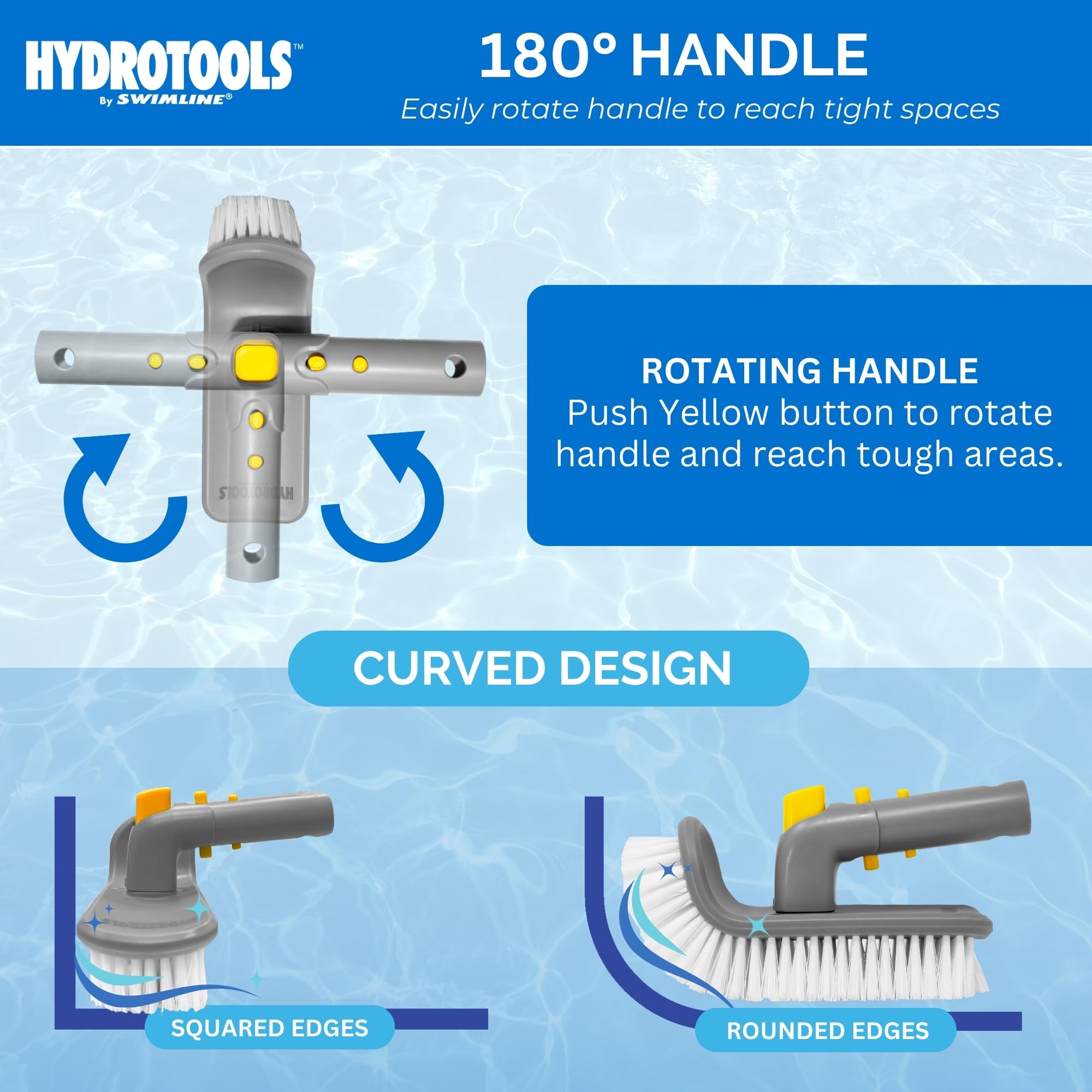 Swimline Pool Brush attached to telescopic pole