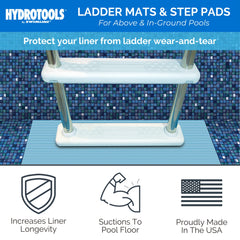 Swimline Pool Ladder Mat 9 x 24 in use under a pool ladder
