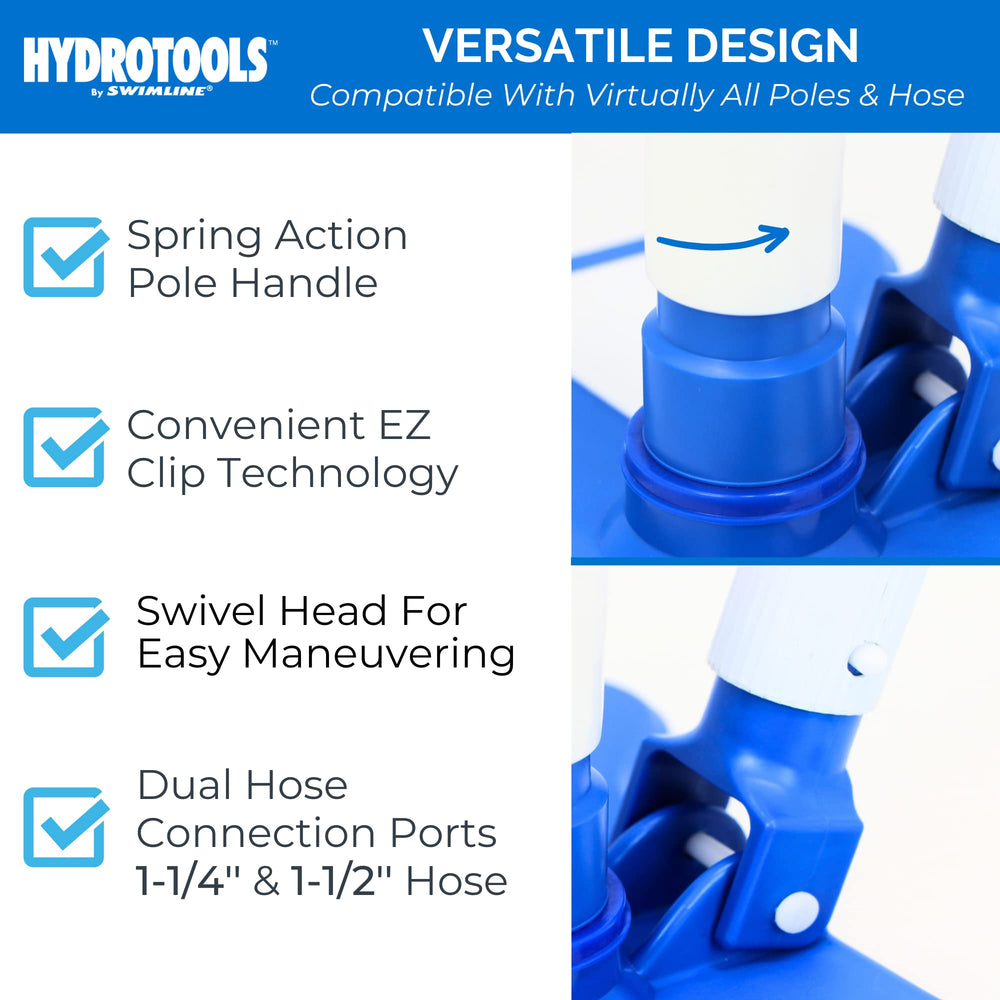 Swimline Pool Vacuum Head Butterfly Design attached to extension pole