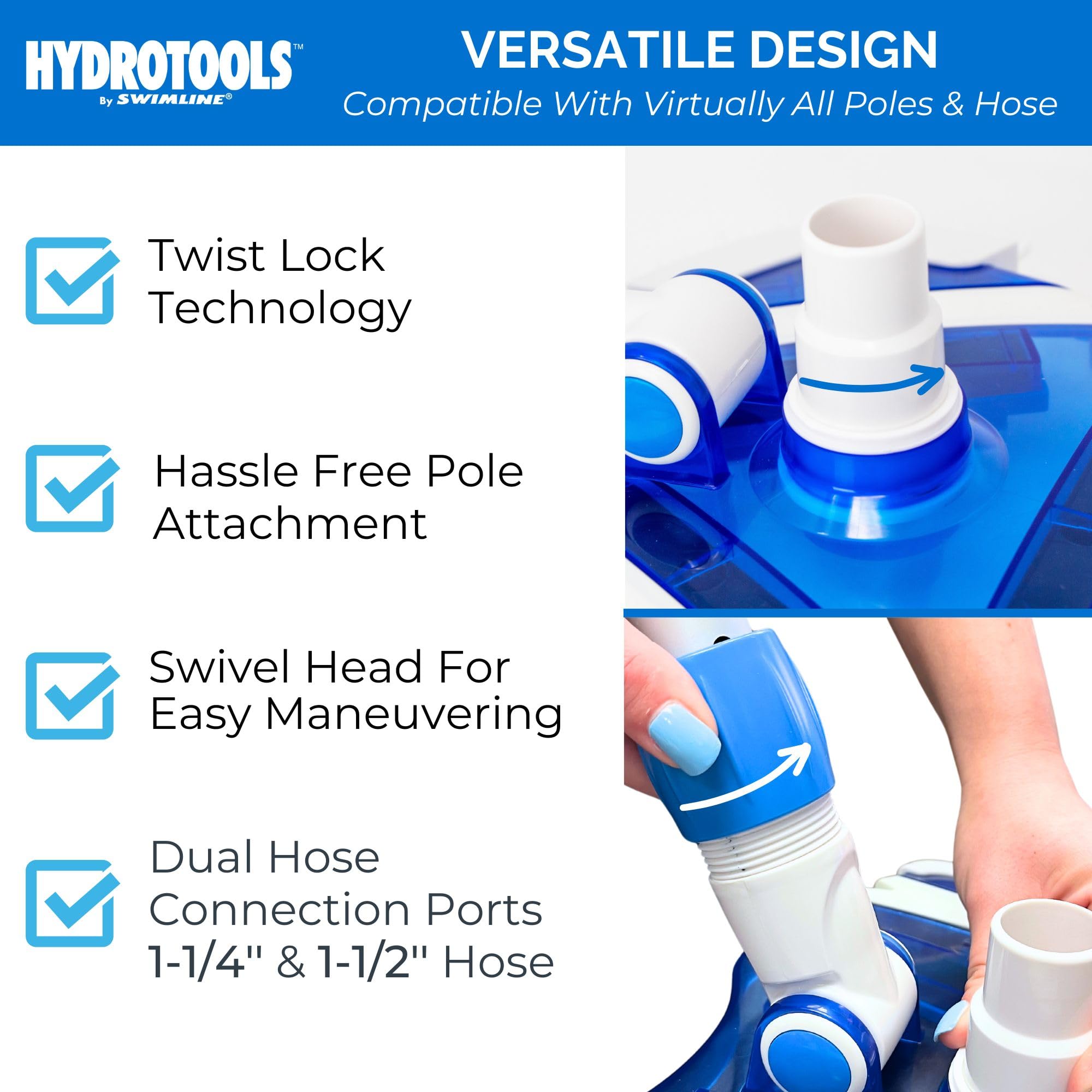Swimline Pool Vacuum Head Butterfly Flex with integrated brush bristles