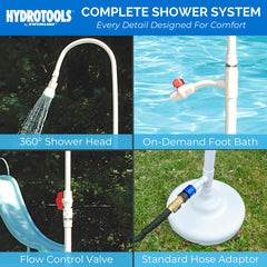 Swimline Poolside Shower showing integrated foot wash spigot