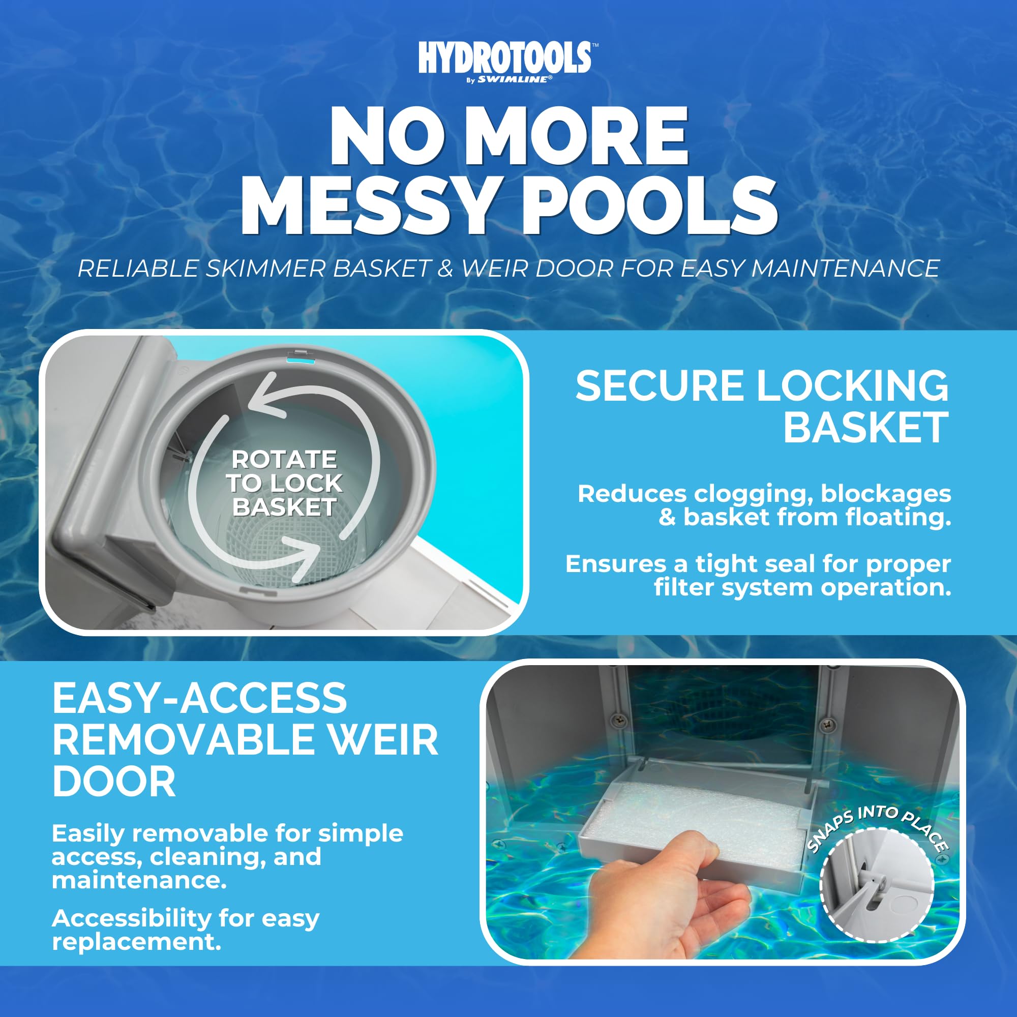 Swimline skimmer installed in an above-ground pool