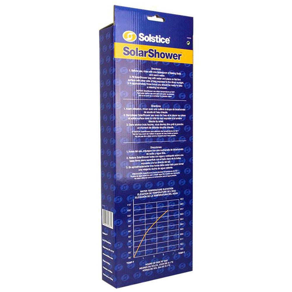 Swimline Super Solar Heated Camp Shower connected to garden hose