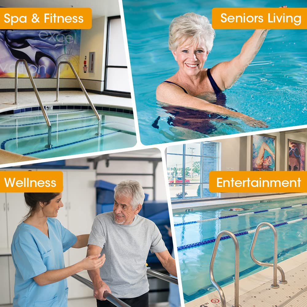Swimming pool with installed handrail cover