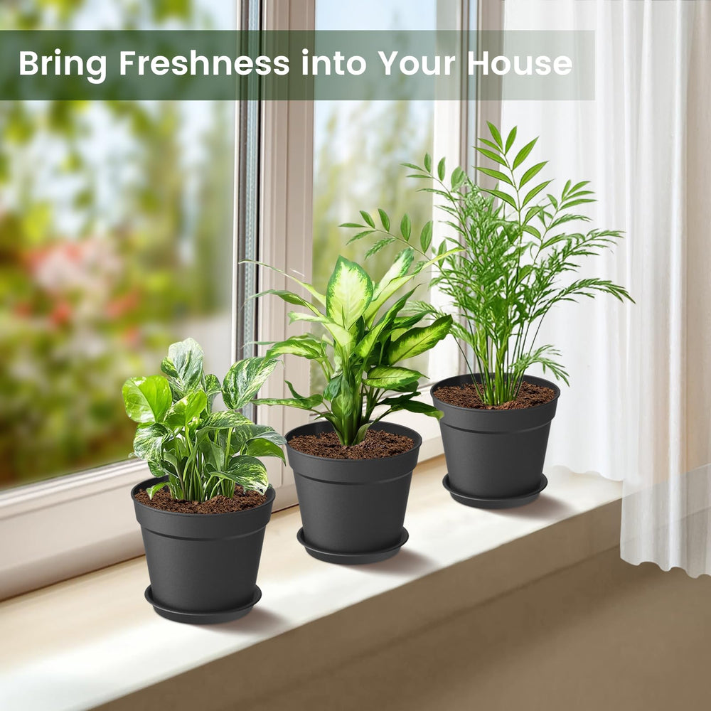 SwinDuck black plant pot with saucer and drainage system