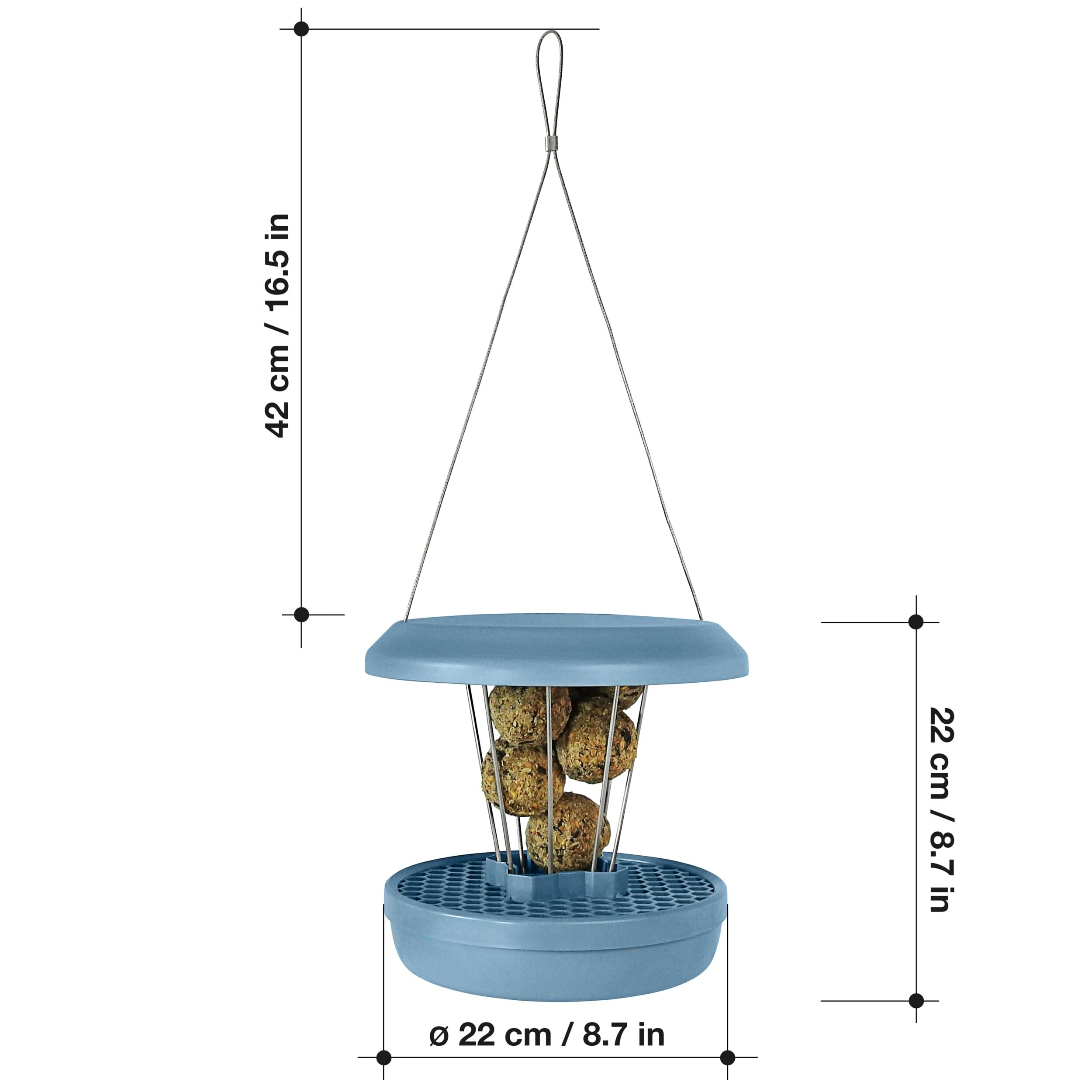SWISSINNO Bird Feeder light blue mounted on a tree