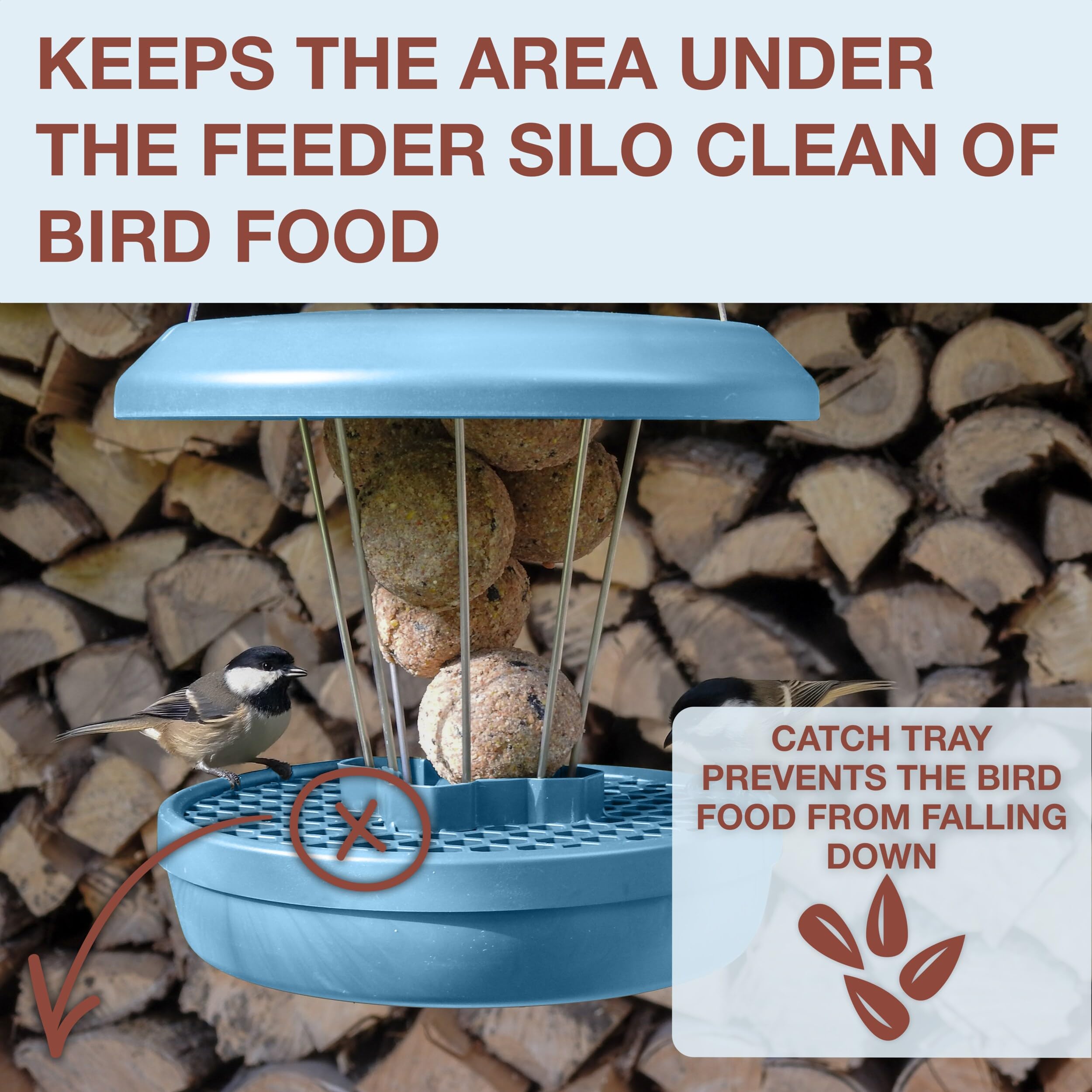 SWISSINNO Bird Feeder light blue side view with mounting kit