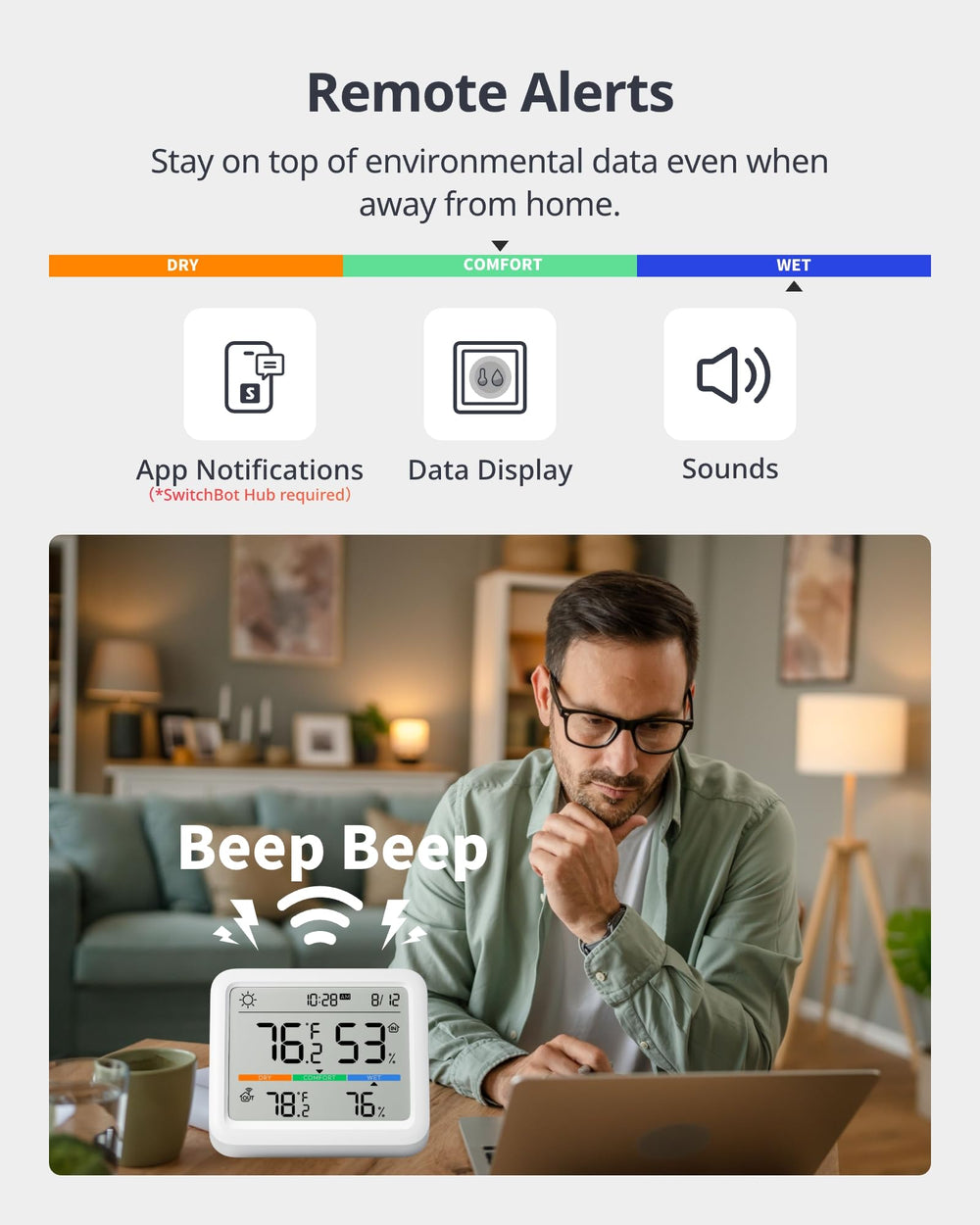 SwitchBot Meter Pro showing humidity reading