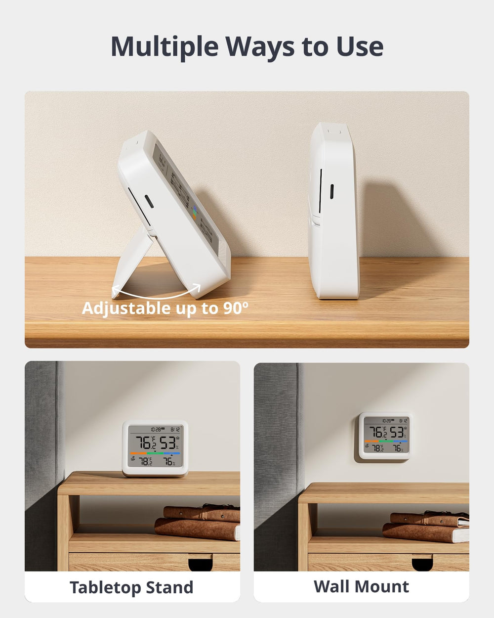 SwitchBot Meter Pro with app notifications on a smartphone