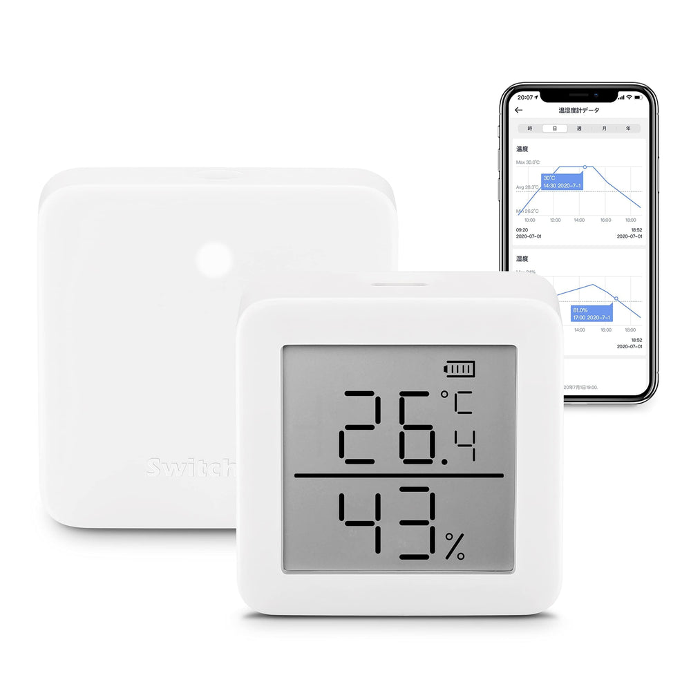 SwitchBot WiFi Hygrometer Thermometer front view with LED screen