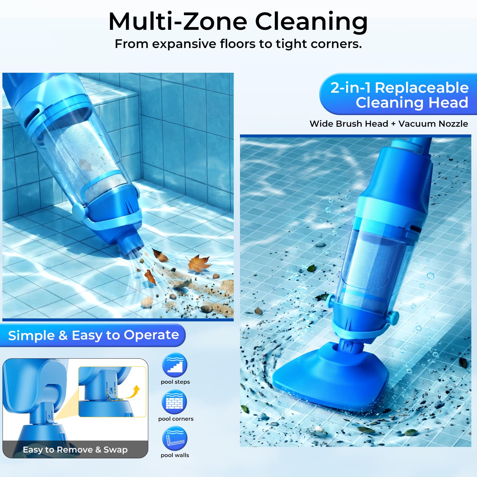 Swolace Cordless Pool Vacuum in ocean blue color