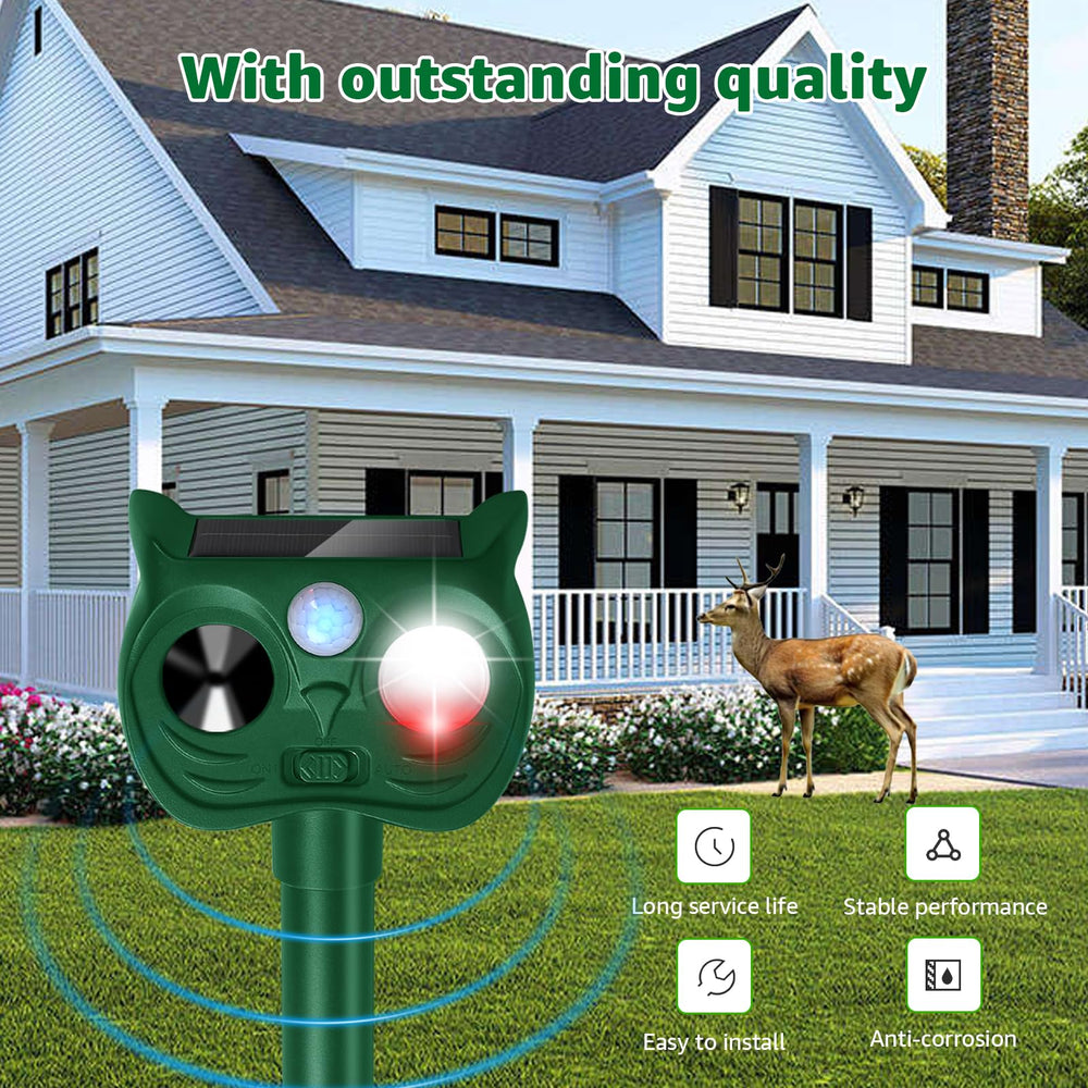 Sxaze Solar Ultrasonic Animal Repellent with packaging details