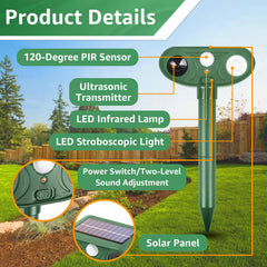 Sxaze Ultrasonic Animal Repellent showcasing solar panel