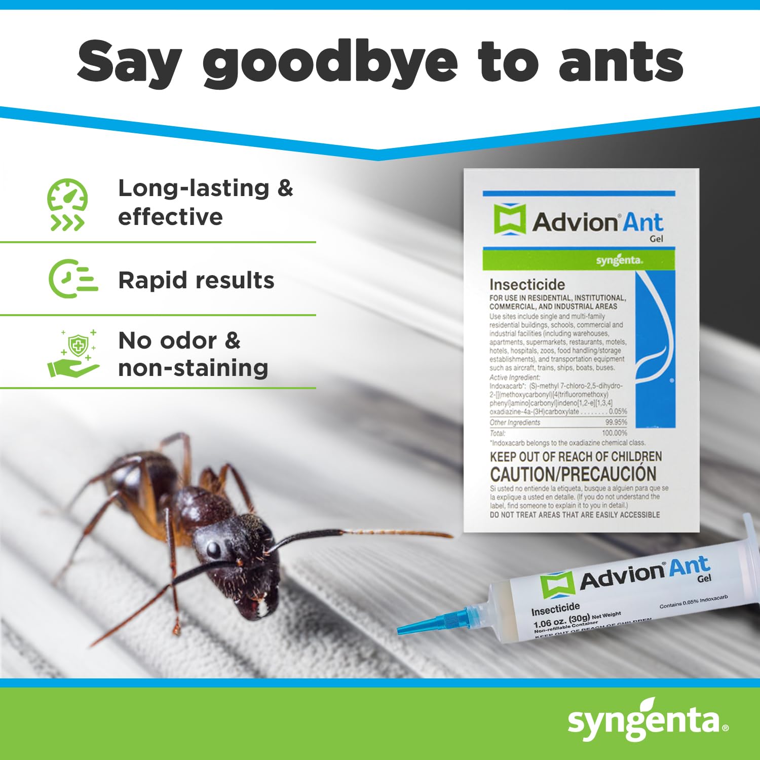 Syngenta Advion Ant Gel Bait 30g tube back view