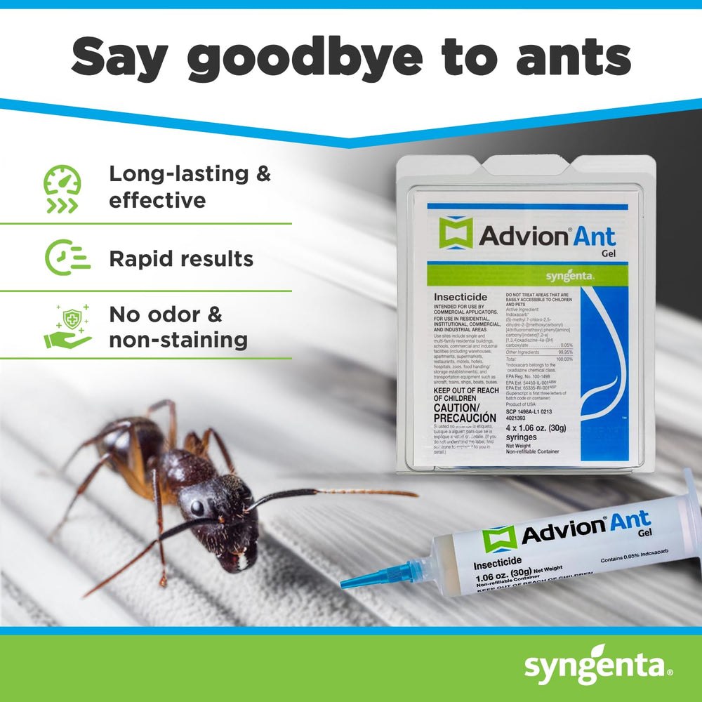 Syngenta Advion Ant Gel Bait packaging with 4 tubes