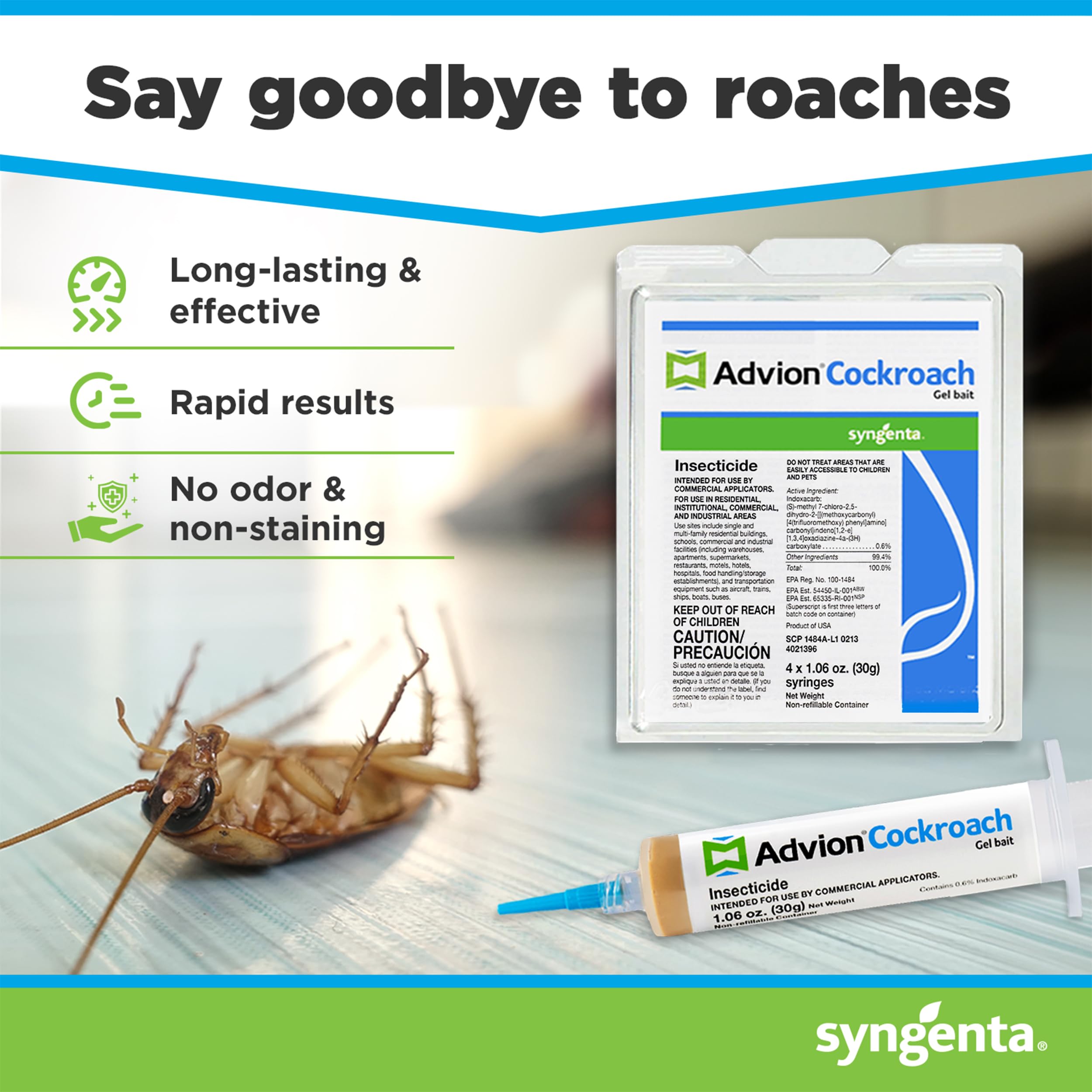 Syngenta Advion Cockroach Gel Bait packaging side view