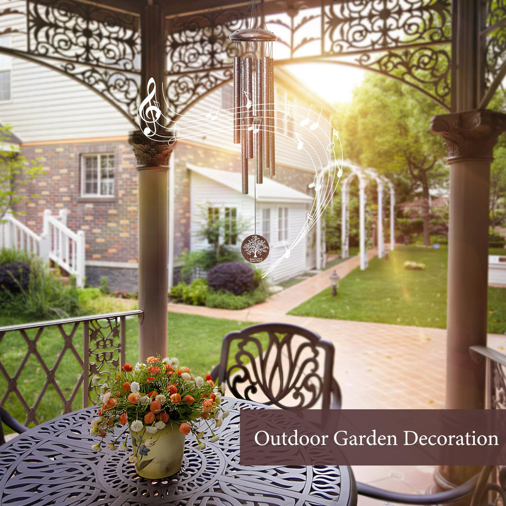 Synhonty wind chimes swaying in the breeze outdoors