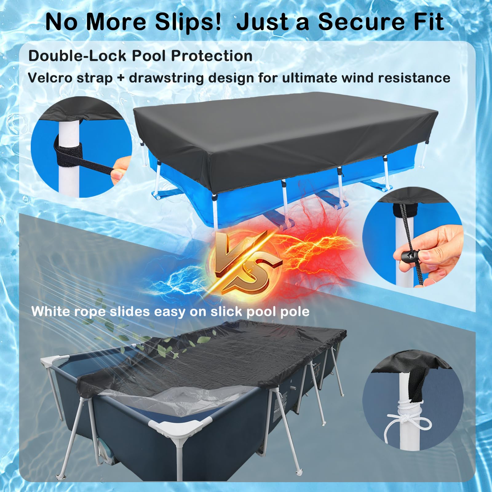 SYPGIHNA pool cover with drawstring and Velcro straps