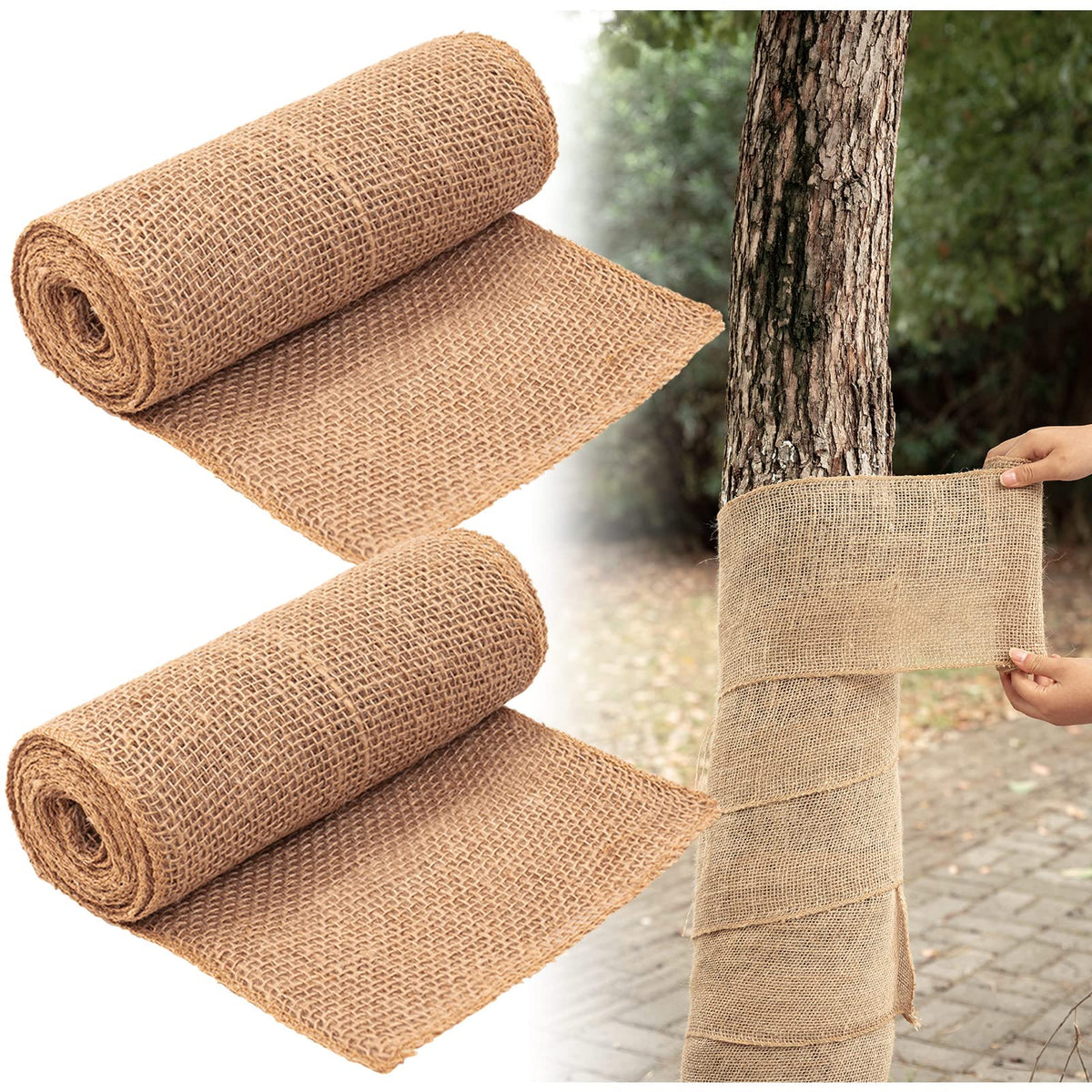 SYWHXY burlap tree protector wrap front view