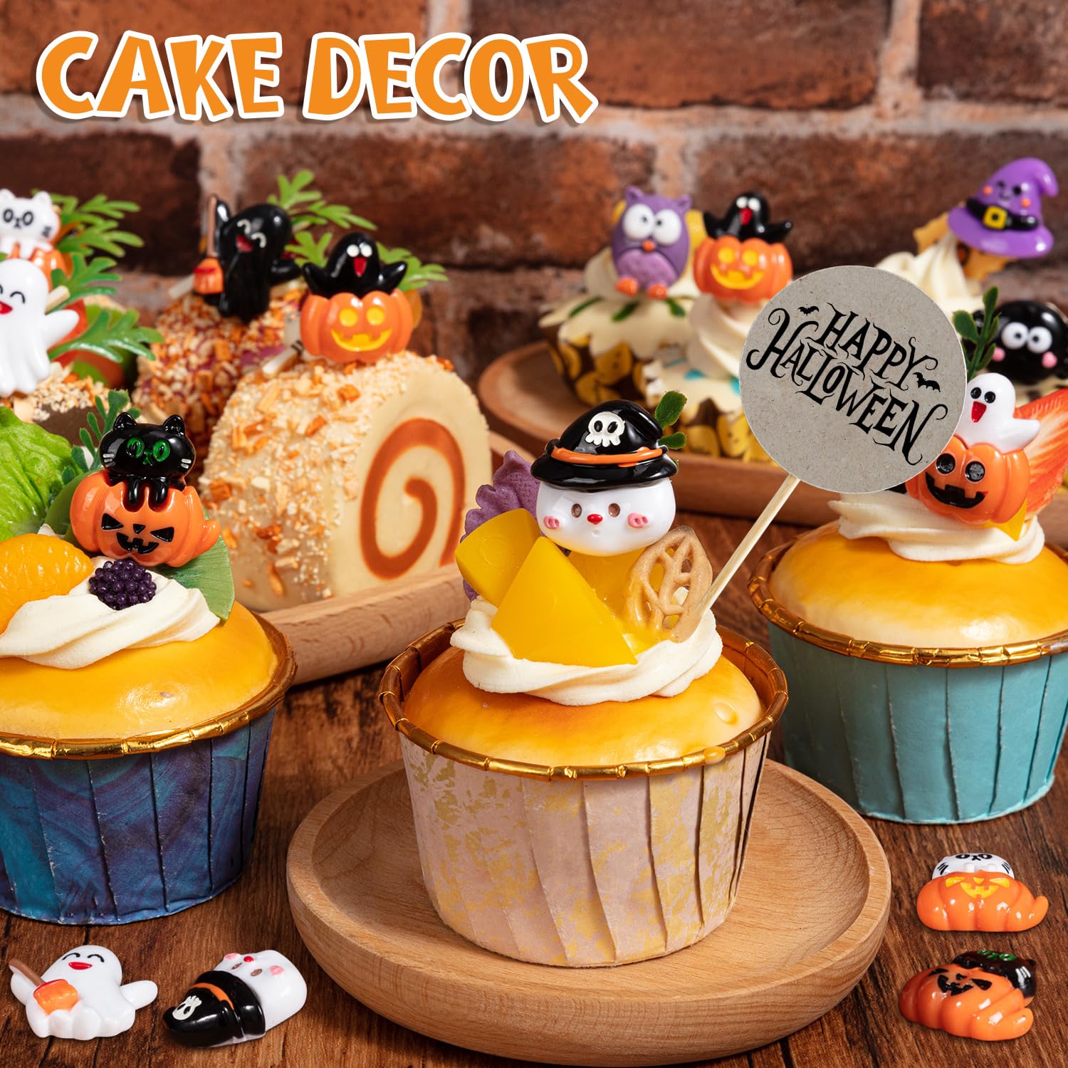 SYWHXY Halloween charms displayed on a cupcake