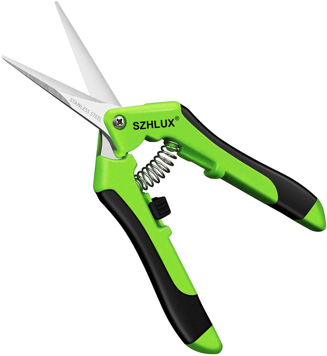 SZHLUX 6.5 Inch Gardening Scissors front view with stainless steel blades