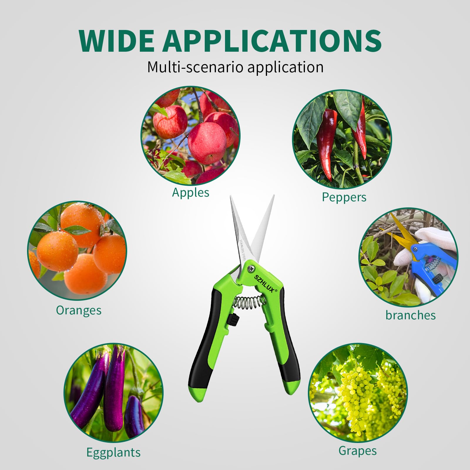 SZHLUX gardening scissors with spring mechanism in action