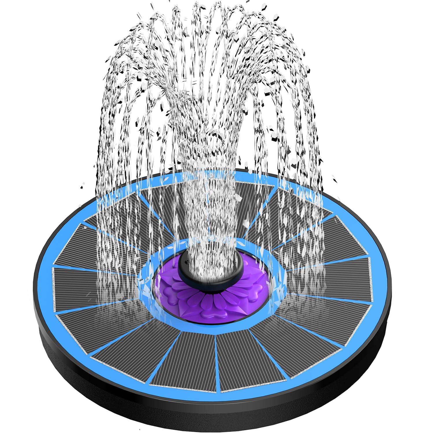 SZMP Solar Fountain front view with blue glass panel