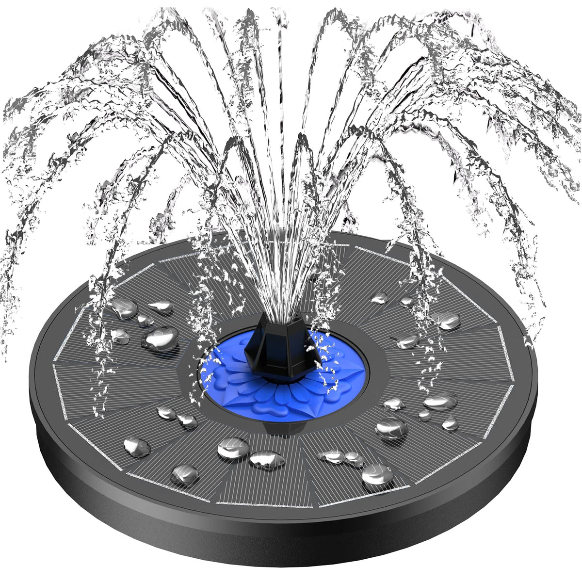 SZMP Solar Fountain front view with flower detail