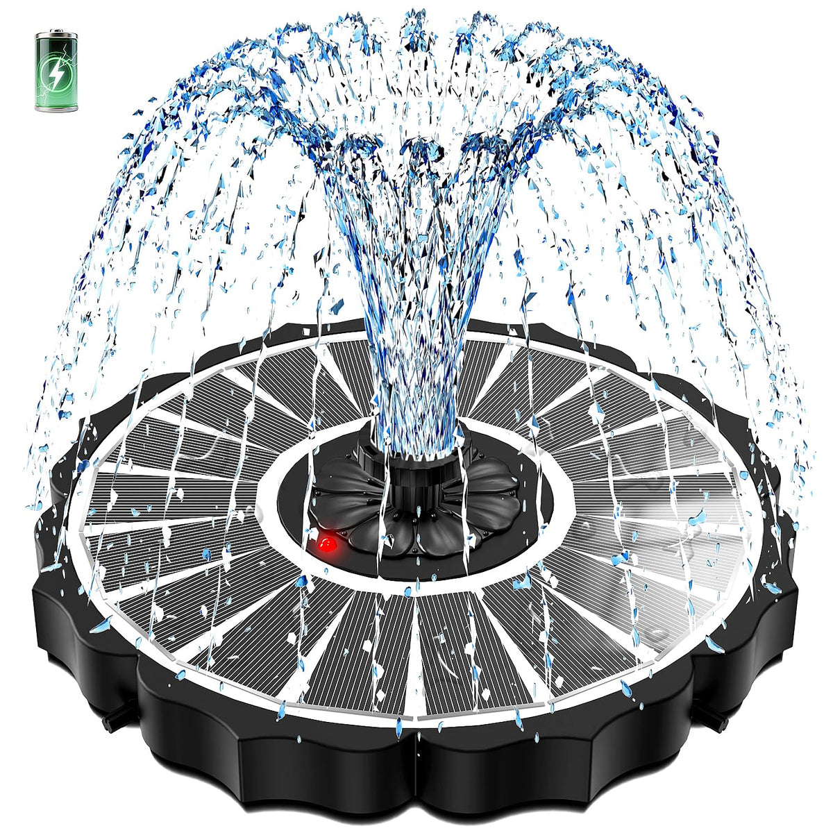 SZMP Solar Fountain front view with large glass panel