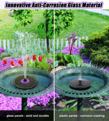 SZMP Solar Fountain in a bird bath attracting birds