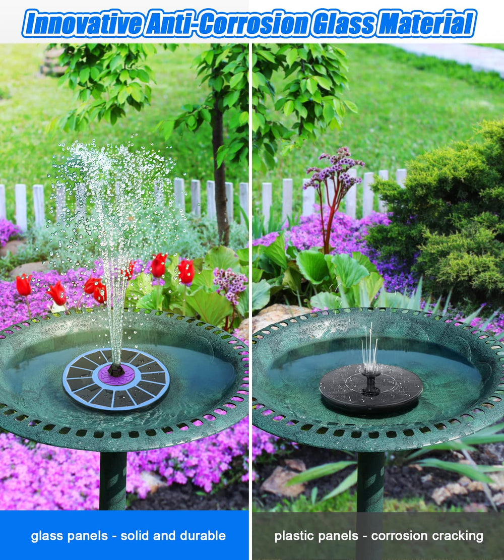 SZMP Solar Fountain in a bird bath with water spray