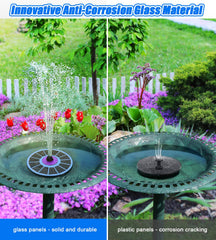 SZMP Solar Fountain in a bird bath with water spray