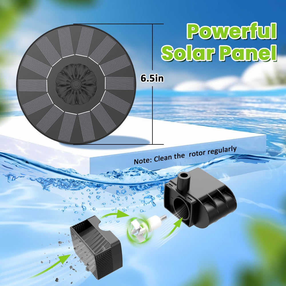 SZMP Solar Fountain in a pond attracting birds