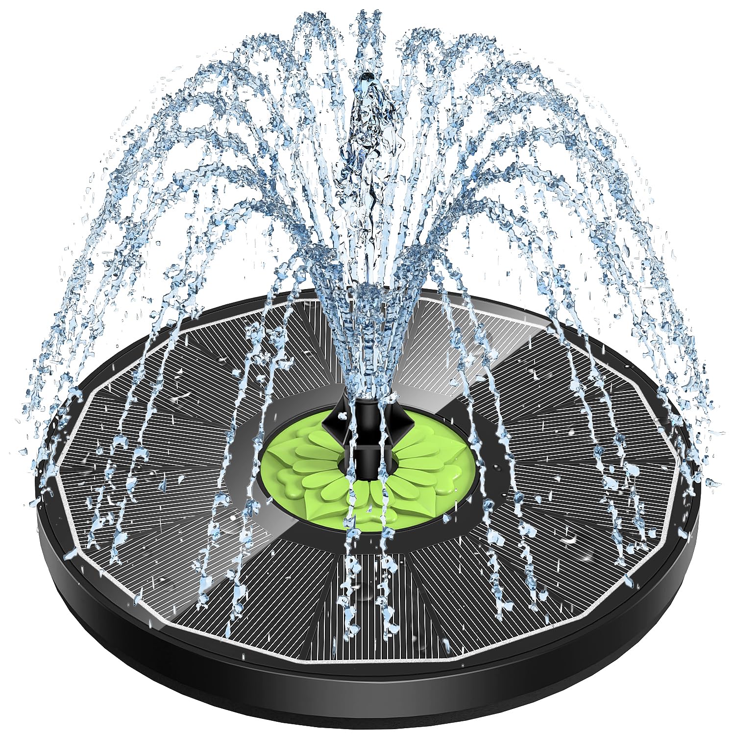 SZMP Solar Fountain Pump black model front view with glass panel