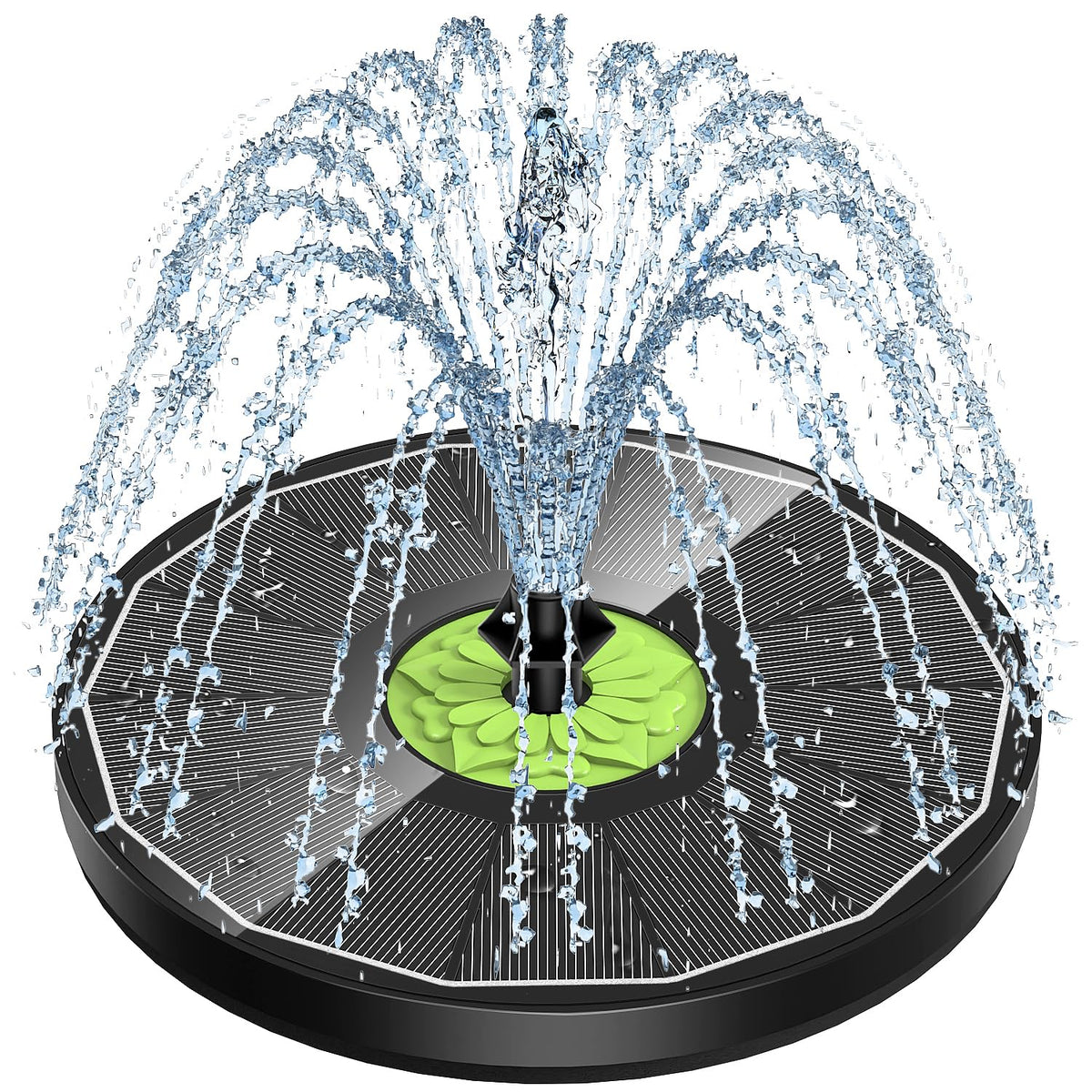 SZMP Solar Fountain Pump black model front view with glass panel