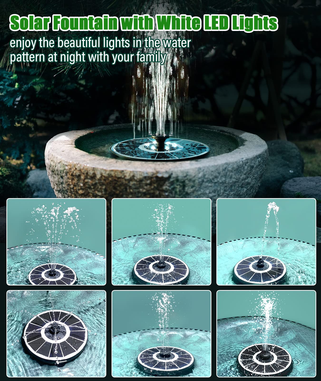 SZMP Solar Fountain showing 7 nozzles