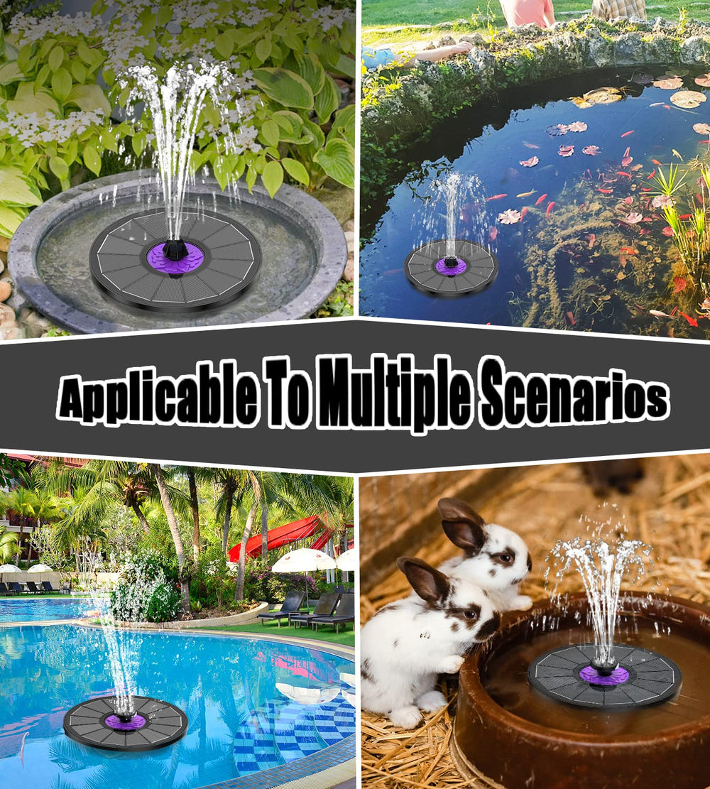 SZMP Solar Fountain with fixers installed in a pond