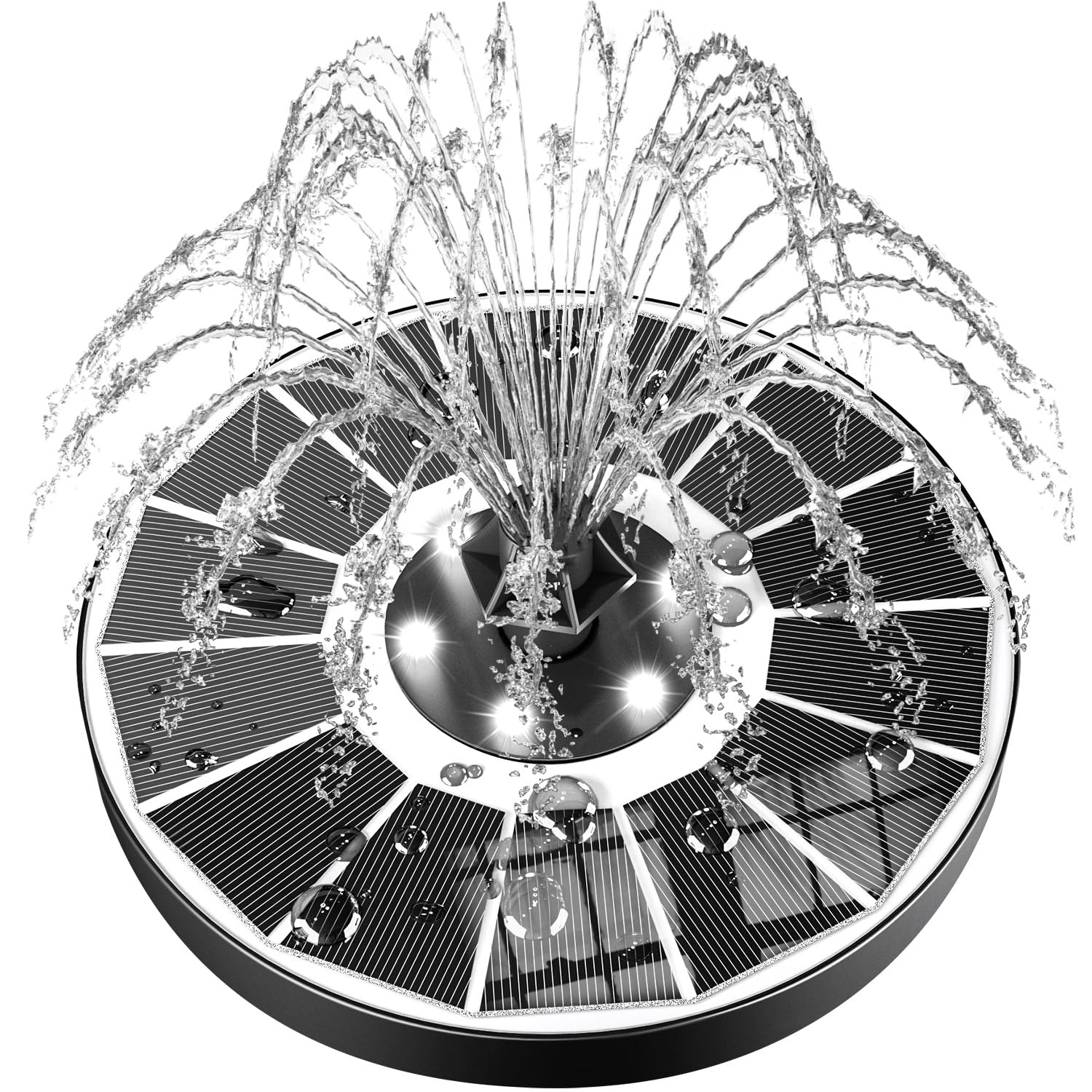 SZMP Solar Fountain with glass panel front view