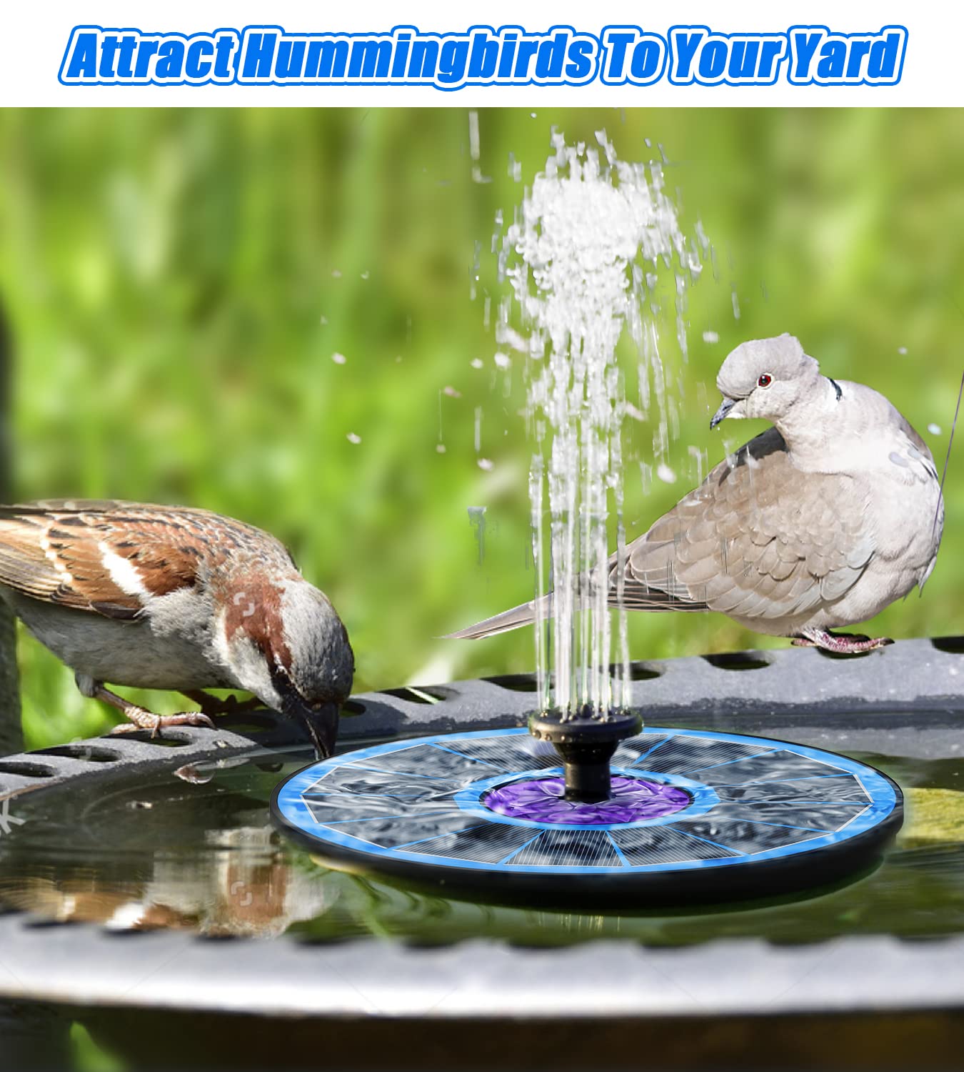 SZMP Solar Fountain with purple flower bud pattern