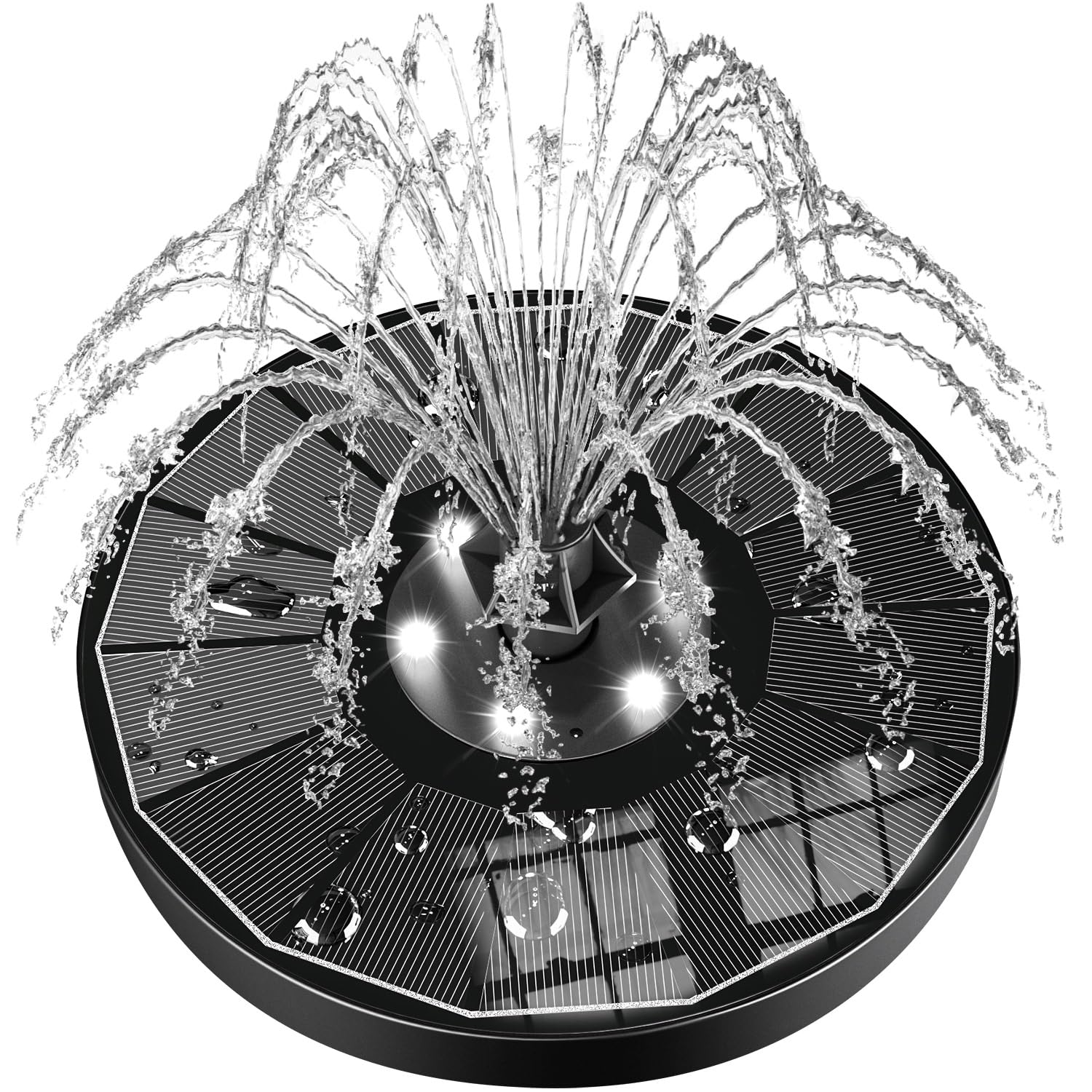 SZMP Solar Water Fountain black panel with glass top