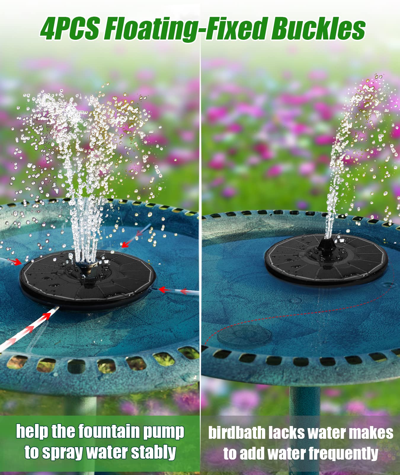 SZMP Solar Water Fountain with water spraying during daylight