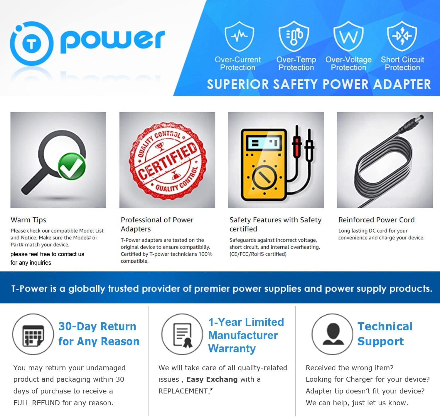 T POWER 16V Charger specifications detail