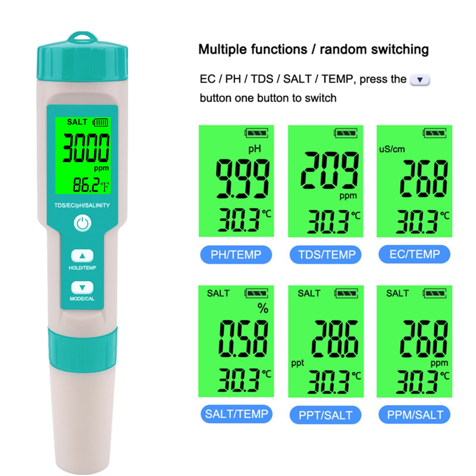 T TESTRUST Pool Salt Tester demonstrating versatility for pools and aquariums